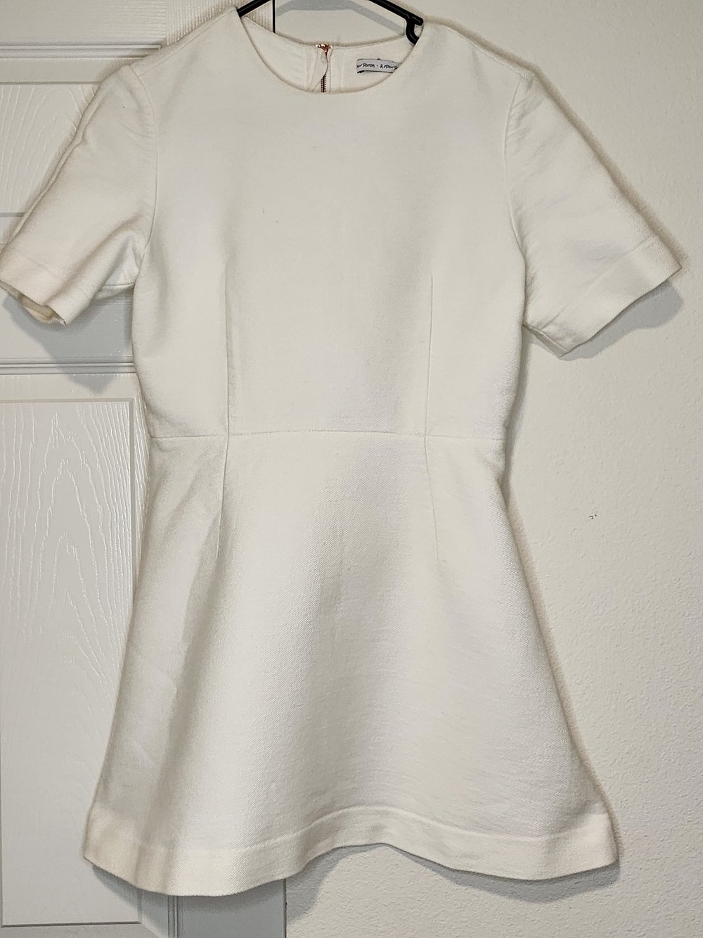 & Other Stories 100% Cotton White Short Sleeve Fit & Flare Mini Dress